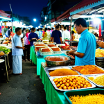 A Busy Marketplace Scene**

"A vibrant scene in a Malaysian pasar malam (night market), fully clothed vendors selling food and crafts, modest clothing, appropriate attire, safe for work, perfect anatomy, natural proportions, professional photography, high quality, family-friendly atmosphere, bokeh."

**